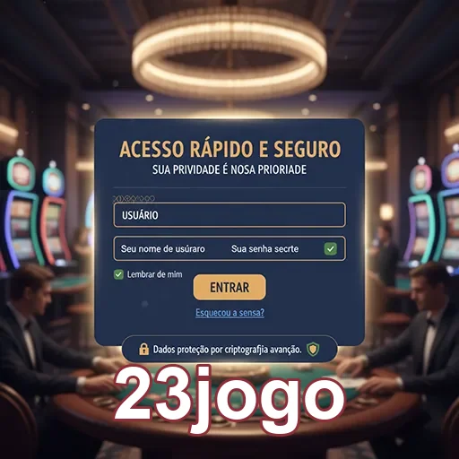 Tela de login do 23jogo destacando acesso rápido e seguro.