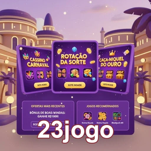 Interface de jogos VIP e slots na 23jogo apresentando opções.
