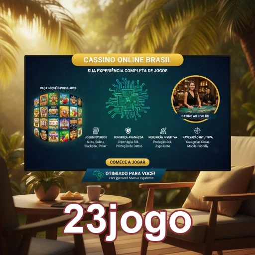 Tela do site 23jogo com jogos de cassino e opções VIP.