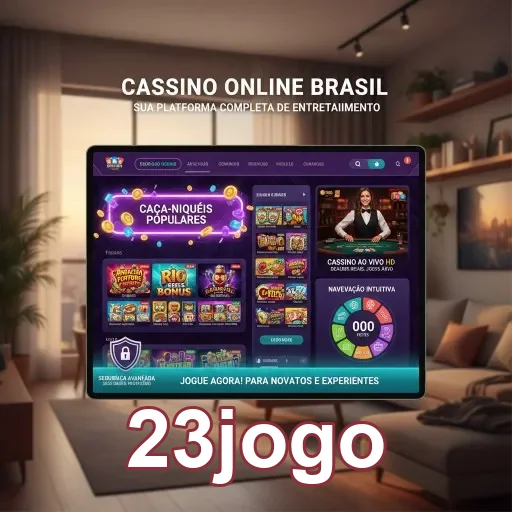 Tela da 23jogo mostrando caça-níqueis e ofertas de bônus.