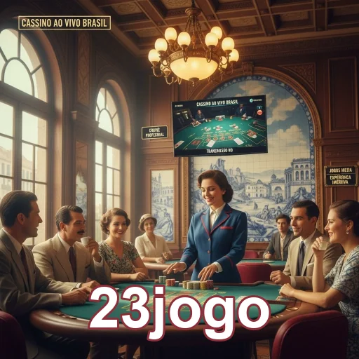 Jogadores em um cassino ao vivo com 23jogo em destaque.