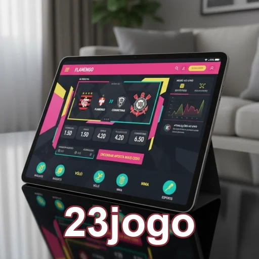 A interface de live gaming do 23jogo em um tablet.