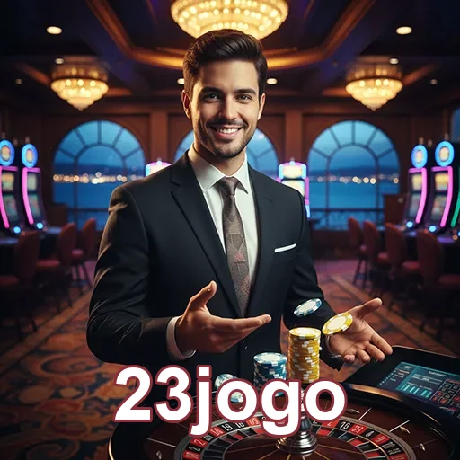 Homem em terno sorrindo em cassino do 23jogo.