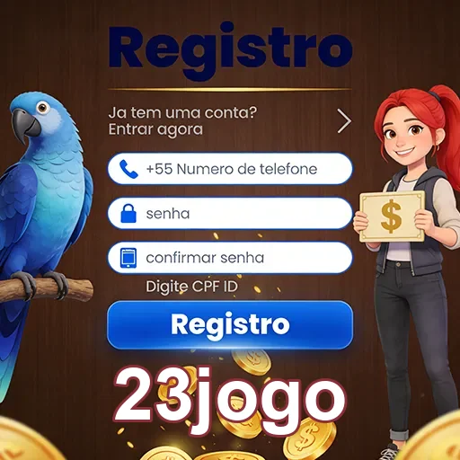 Tela de registro do aplicativo 23jogo com design intuitivo.