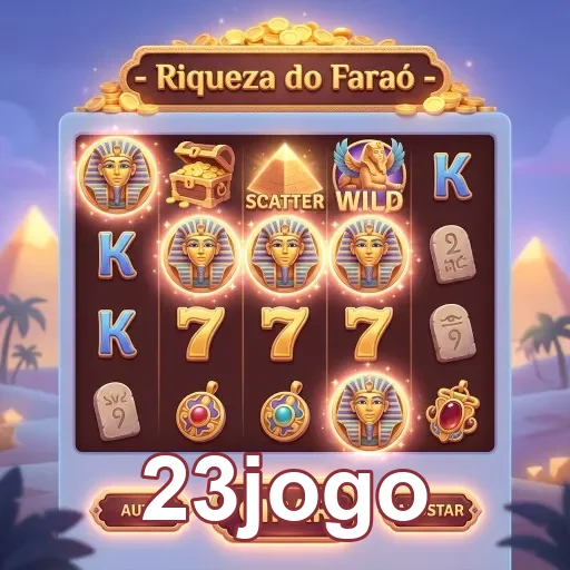 Interface do jogo 'Riqueza do Faraó' no 23jogo.