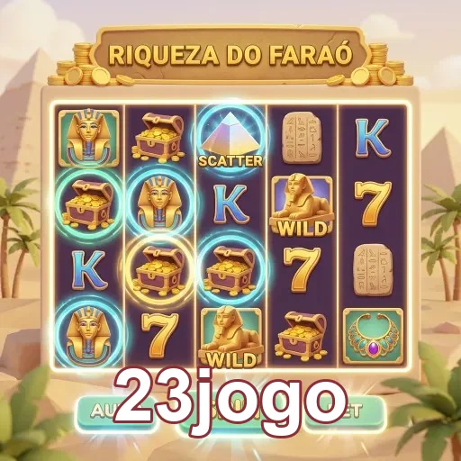 Tela do jogo 'Riqueza do Farão' no aplicativo 23jogo.