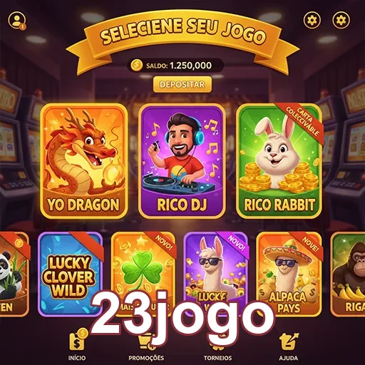 Tela de seleção de slots do site 23jogo mostrando jogos variados.