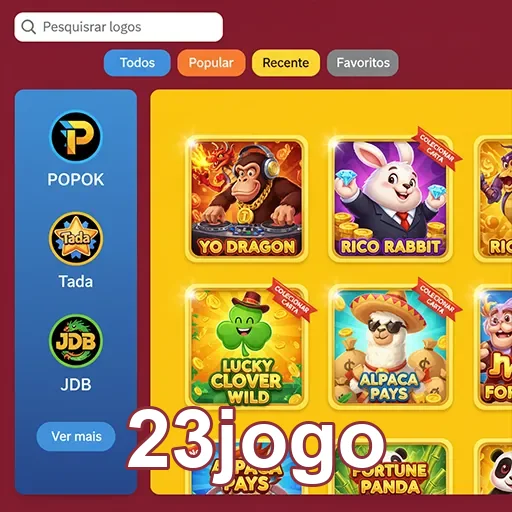 Tela do site 23jogo com jogos de cassino populares.